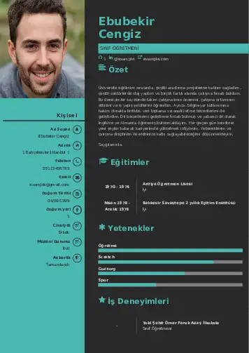 Sınıf Öğretmeni Cv Örnekleri cv indir